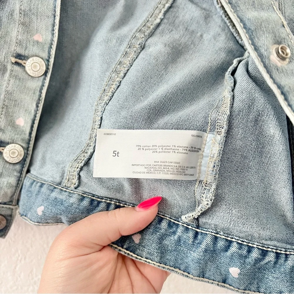Oshkosh Denim Heart Print Jacket Sz 5